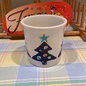 Fiestaware mug with cobalt blue Christmas trees whole way around Perfect shape